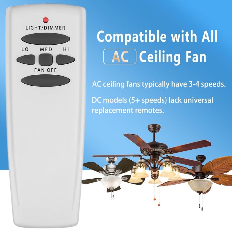 CeilingBreeze Universal Ceiling Fan Remote Control and Receiver Kit for Harbor Brezee,Hampton Bay,Hunter 3-Speed, Light Dimmer, Replacement for FAN28R, FAN-53T, L3H2010FANHD, CHQ7078T, UC7078T, Fan-HD, HD5 - Image 3